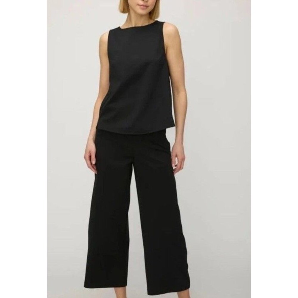 Kit andAce Chatham Culotte Silk Blend Black Wide Leg Crop Pants Pleated Size 6